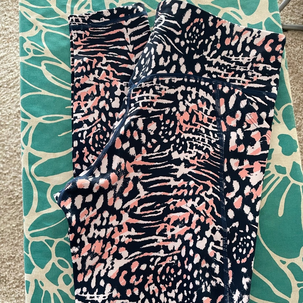 Curves N Combatboots Leggings Blue with Pink size L